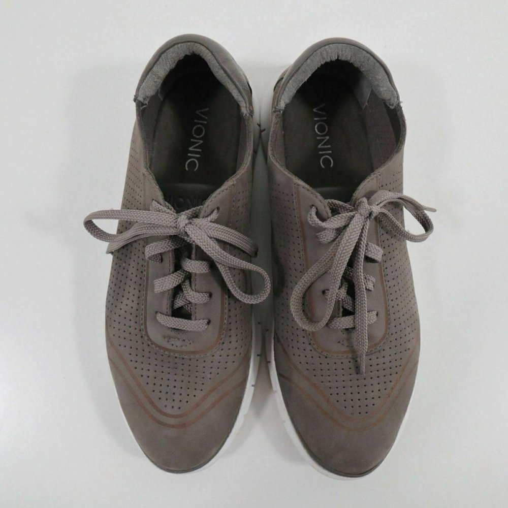 Vionic Riley Sneakers Flats Womens US8.5 EU40 UK6.5 Taupe Gray Brown Shoes - Picture 3 of 10